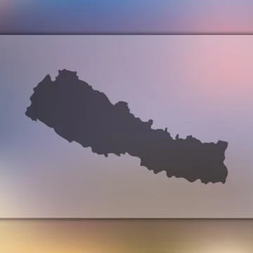 Nepal map. Vector silhouette of Nepal. Blurred background Stock Illustration