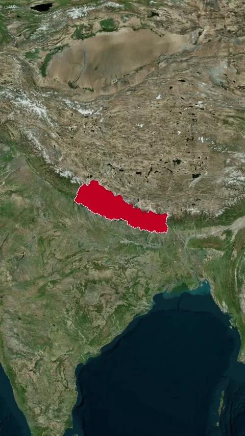 Nepal National Border Vertical Map Topography Animation 4K 库存影片 329917916