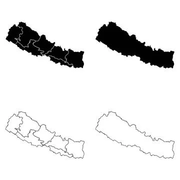 Nepal Outline and Solid Fill Map Set. 스톡 일러스트