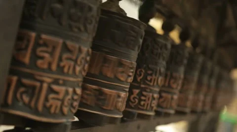Nepal Prayer Wheels CU 2 動画素材 8687960