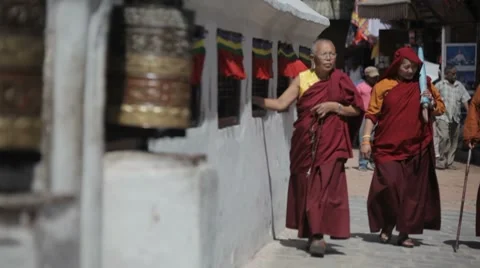 Nepal Prayer Wheels LS Video stock 8687988