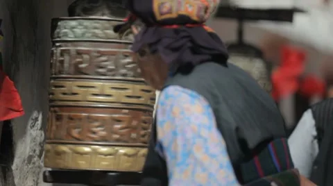 Nepal Prayer Wheels MS 2 Video stock 8687991