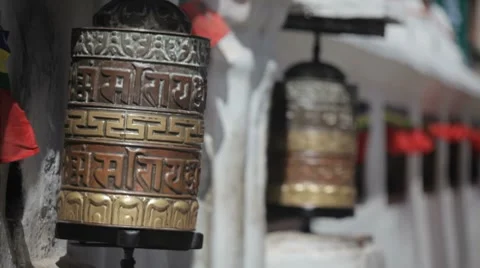 Nepal Prayer Wheels MS 3 스톡 동영상 8687993