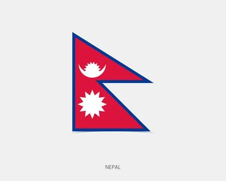 Nepal Rectangle flag icon with shadow. Illustrazione stock