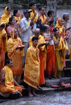 Nepal Solar Eclipse -  Religion Believe - Jul 2009 Stock Photos