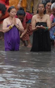Nepal Solar Eclipse -  Religion Believe - Jul 2009 Stock Photos