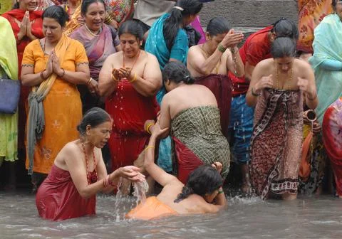 Nepal Solar Eclipse -  Religion Believe - Jul 2009 Stock Photos
