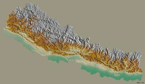 Nepal on solid. Relief Stock Illustration