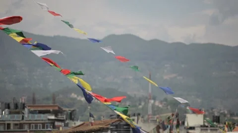 Nepal Temple Flag CU 스톡 동영상 8688604