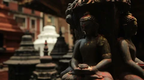 Nepal Temple Statue CU track 2 Video stock 8688654