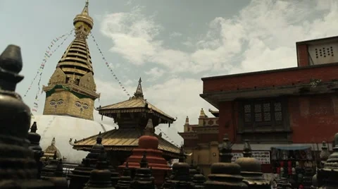 Nepal Temple Tower WS track 3 Video stock 8688755