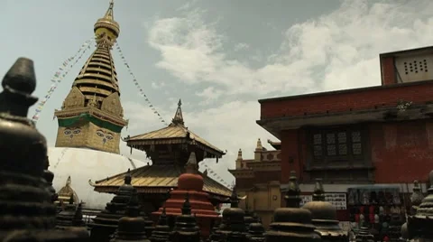 Nepal Temple Tower WS track 스톡 동영상 8688761