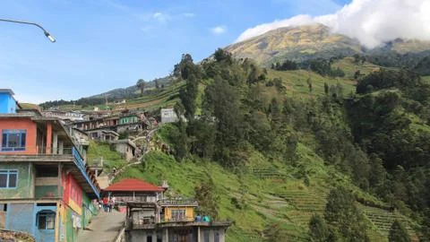 Nepal van Java is a rural tour on the slopes of Mount Sumbing, Central Java. Stock Photos
