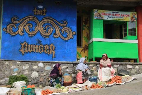 Nepal van Java is a rural tour on the slopes of Mount Sumbing, Central Java. Stock Photos