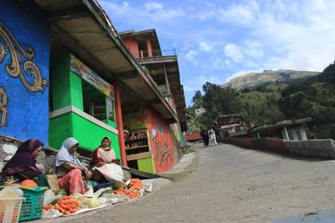 Nepal van Java is a rural tour on the slopes of Mount Sumbing, Central Java. Stock Photos