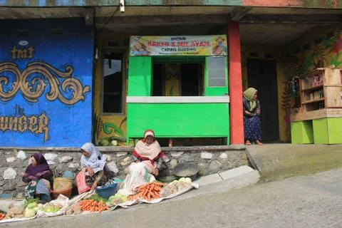 Nepal van Java is a rural tour on the slopes of Mount Sumbing, Central Java. Stock Photos