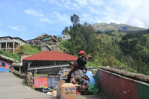 Nepal van Java is a rural tour on the slopes of Mount Sumbing, Central Java. Stock Photos