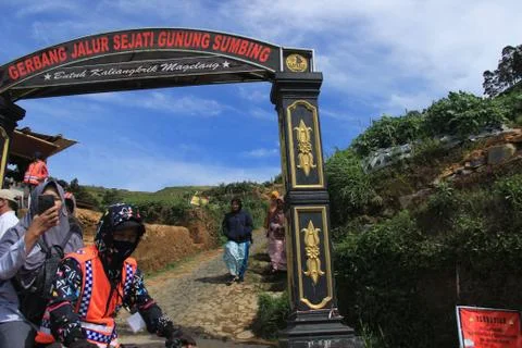 Nepal van Java is a rural tour on the slopes of Mount Sumbing, Central Java. Stock Photos