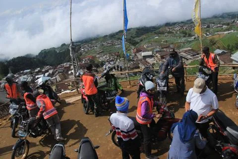 Nepal van Java is a rural tour on the slopes of Mount Sumbing, Central Java. Stock Photos