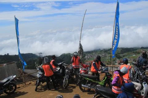 Nepal van Java is a rural tour on the slopes of Mount Sumbing, Central Java. Stock Photos