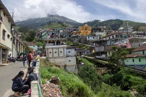 Nepal van Java is a rural tour on the slopes of Mount Sumbing, Central Java. Stock Photos