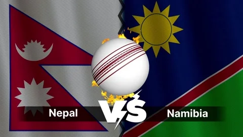 Nepal vs Namibia 4K Animated Cricket Intro with Flags and Ball Motion Stock Footage 311988417