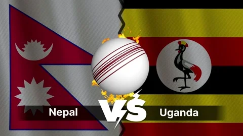 Nepal vs Uganda 4K Animated Cricket Intro with Flags and Ball Motion Stock Footage 311988521