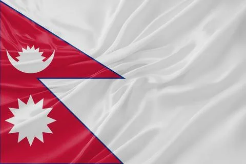 Nepal Waving Flag Background with Silk Fabric Texture Stock Illustration