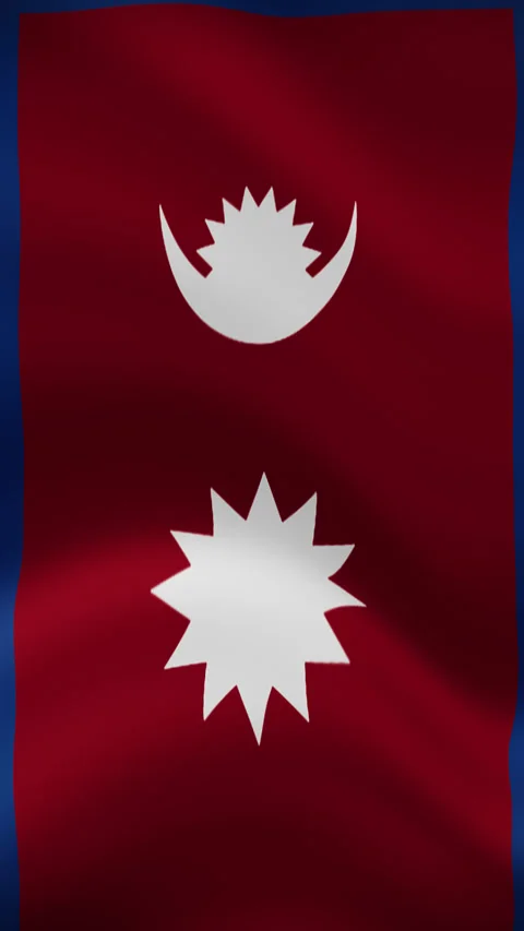 Nepal Waving Flag in Vertical Orientation – Realistic Loop Animation Stock Footage 294948004