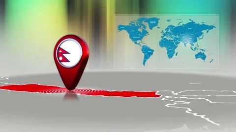 NEPAL World Map Pin Location Background Loop 4k Stock Footage 341815720