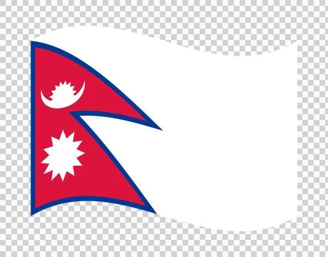Nepalese flag waving, unique shape with red, blue and white colors, nationa.. Stock Illustration