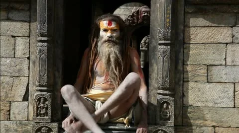 Nepalese sadhu man Stock Footage 24657976