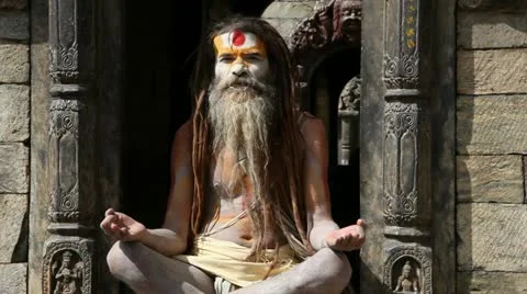 Nepalese sadhu man Stock Footage 24657981