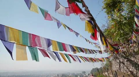 Nepali prayer flags Stock Footage 48909428