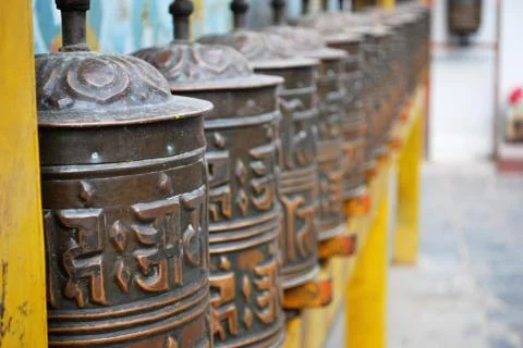 Nepali prayer wheels Stock Photos