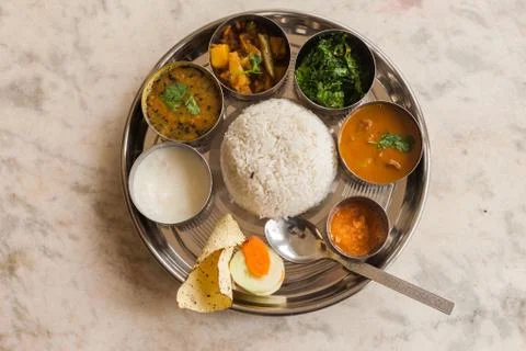 Nepali Thali (Dal Bhat) set Stock Photos