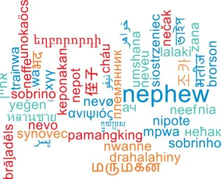 Nephew multilanguage wordcloud background concept Stock Illustration