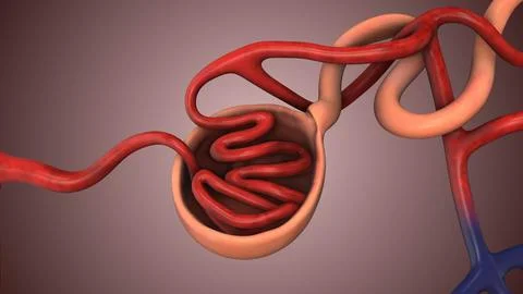 Nephron Units in Human Kidney Structure Stock Illustration