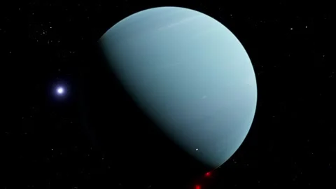 Neptune Blue Ice Giant Cinematic Slow Orbit Revealing Great Dark Spot 4K 60FPS Stock Footage 331663506
