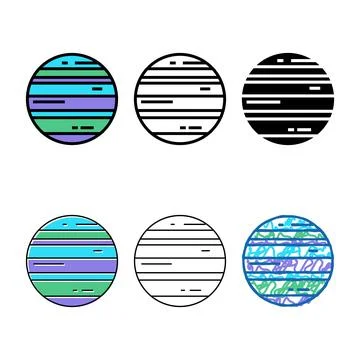 Neptune planet color icon vector multistyle flat Stock Illustration
