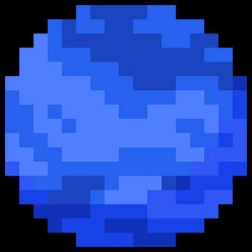 Neptune planet vector pixel art, cartoon cosmic space planet with blue surface Stock Illustration