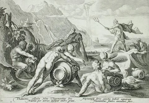 Neptune Plotting the Destruction of Man. Hendrik Goltzius (after) (Holland,.. Stock Illustration