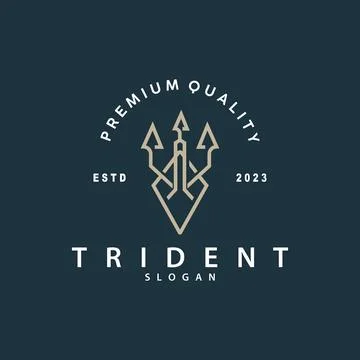 Neptune Poseidon Trident Logo, Spear Simple Vintage Template Design Stock Illustration