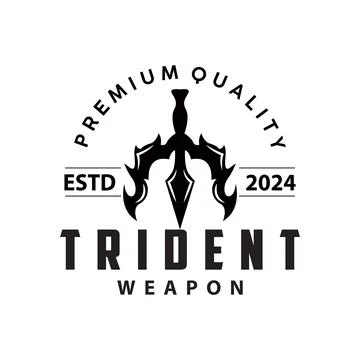 Neptune Poseidon Trident Logo, Spear Simple Vintage Template Design Stock Illustration