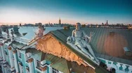 Neptune Sculpture On The Roof Of The Hermitage Stock Footage