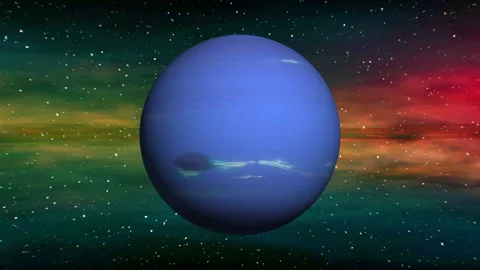 Neptune on space nebula background Stock Footage 90514762