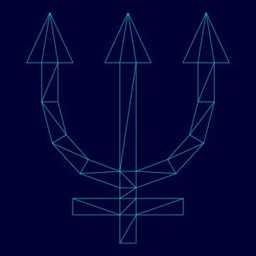Neptune symbol low poly triangulation triangulated polygonal electric cyan .. Stock Illustration