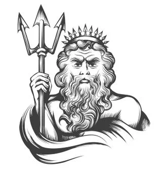 Neptune with Trident Stock Illustration