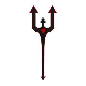 Neptune Trident Vector. Cartoon Devil's Weapon. Fantasy Magic Weapon. Vector. Illustrazione stock