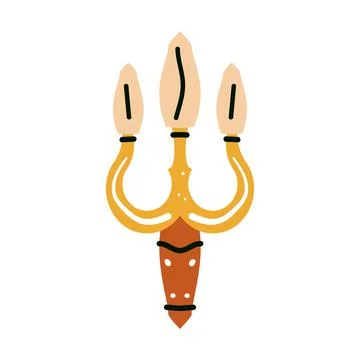 Neptune Trident Vector. Poseidon Weapon. Pitchfork Sharp Fork Object. Stock Illustration
